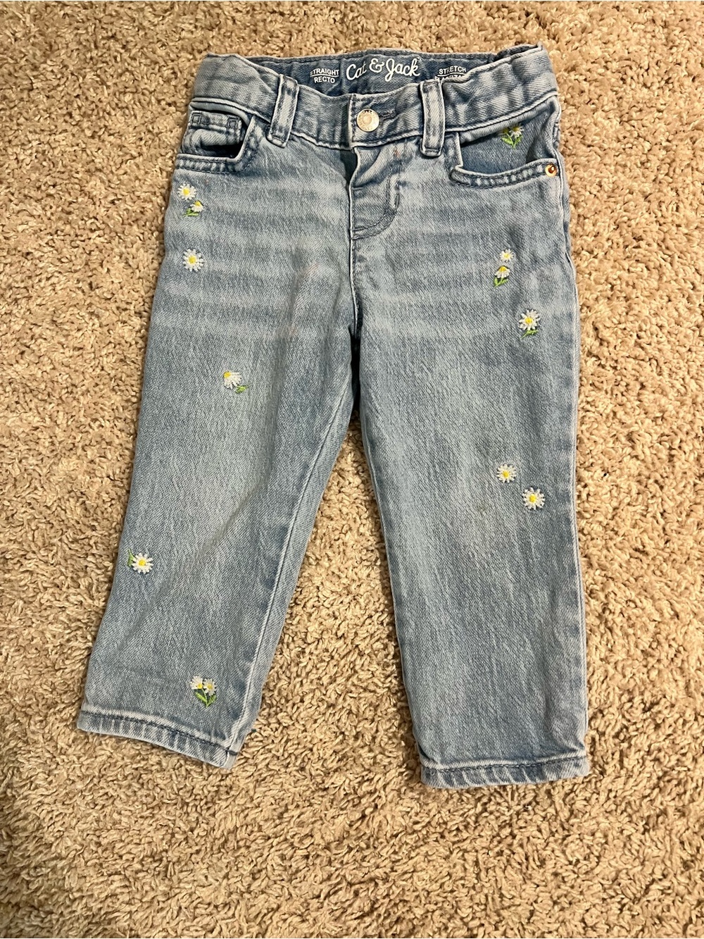 Cat & Jack Light Blue Daisy Embroidered Jeans